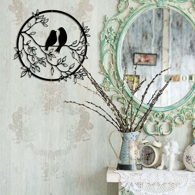 Metal Wall Art Decor - Bird on Tree Branch
