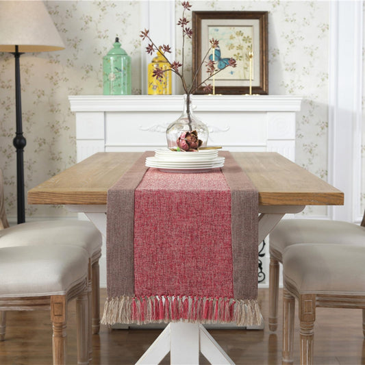 Handmade Cotton Linen Farmhouse Style Table Runner