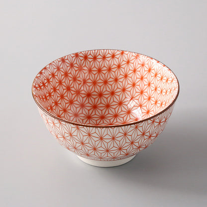 5-Inch Japanese Glazed Ceramic Threaded Rice Bowl