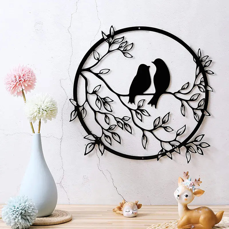 Metal Wall Art Decor - Bird on Tree Branch