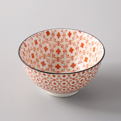 5-Inch Japanese Glazed Ceramic Threaded Rice Bowl