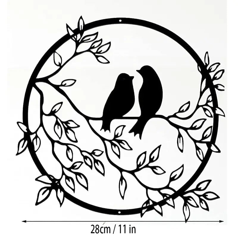 Metal Wall Art Decor - Bird on Tree Branch