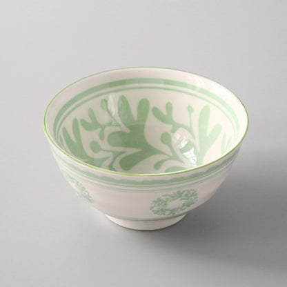 5-Inch Japanese Glazed Ceramic Threaded Rice Bowl