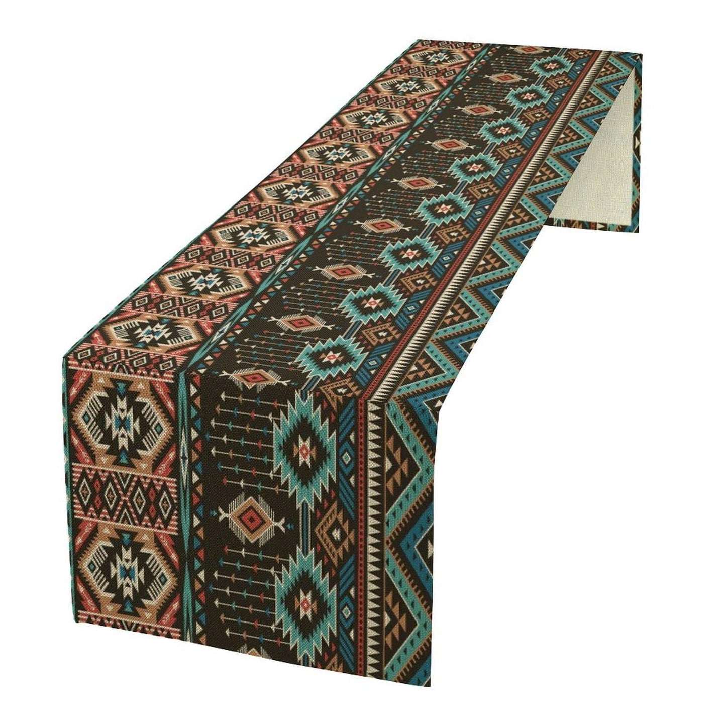 Aztec Southwest Table Runner Ethnic Style Design Boho Geometric Pattern Printed Linen Table Runner for Home Kitchen Dining Table Decoration13x60 Inch