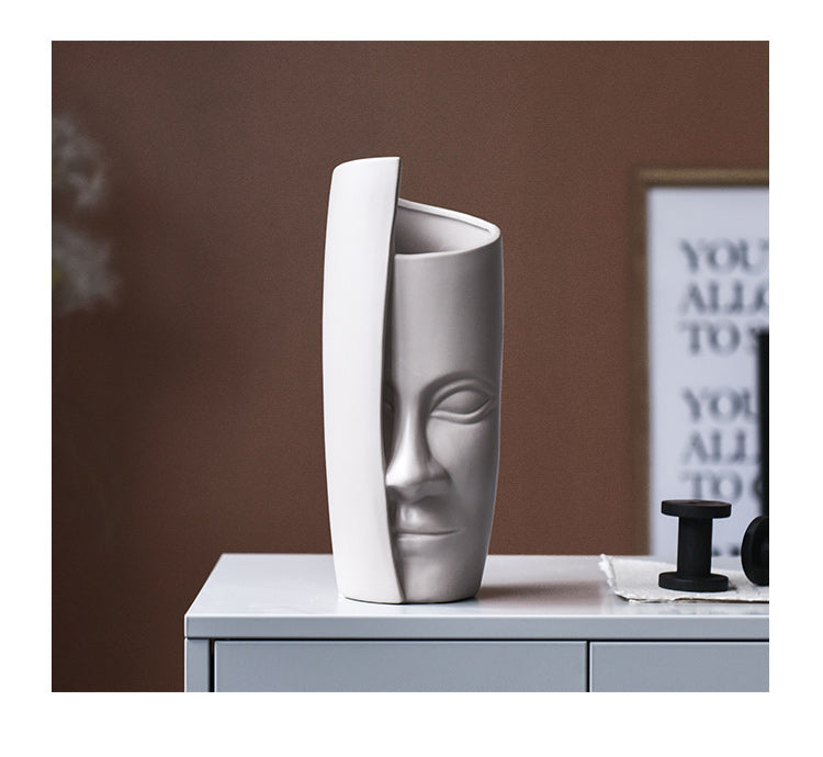 Nordic Creative Abstract Ceramic Face Art Vase