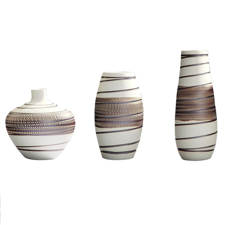 Minimalist Vintage Jingdezhen Ceramic Vase Set (3 pcs)