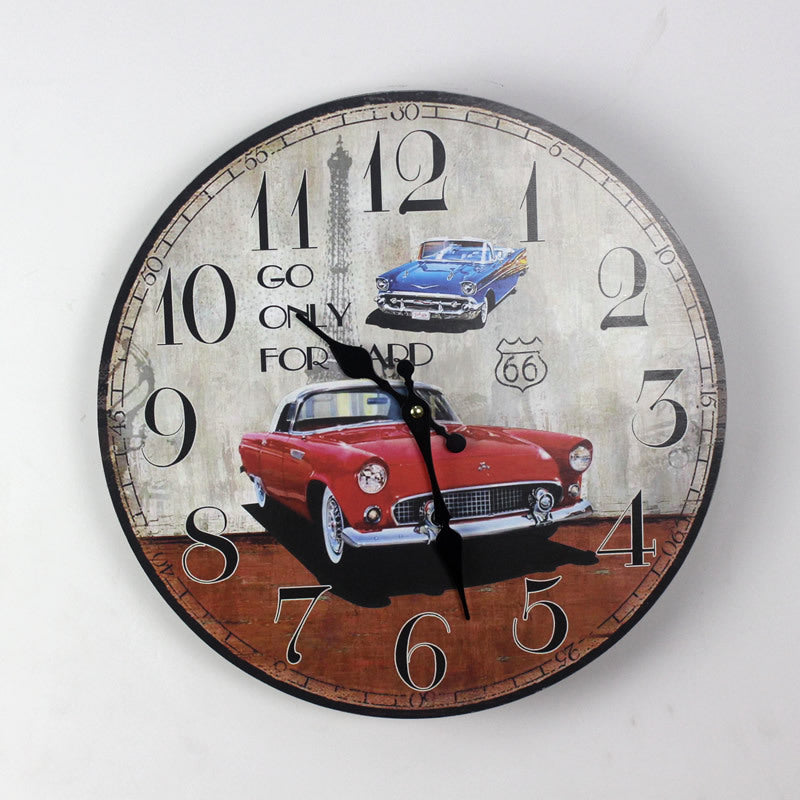 Red Sports Car Wall Clock with Colorful Design