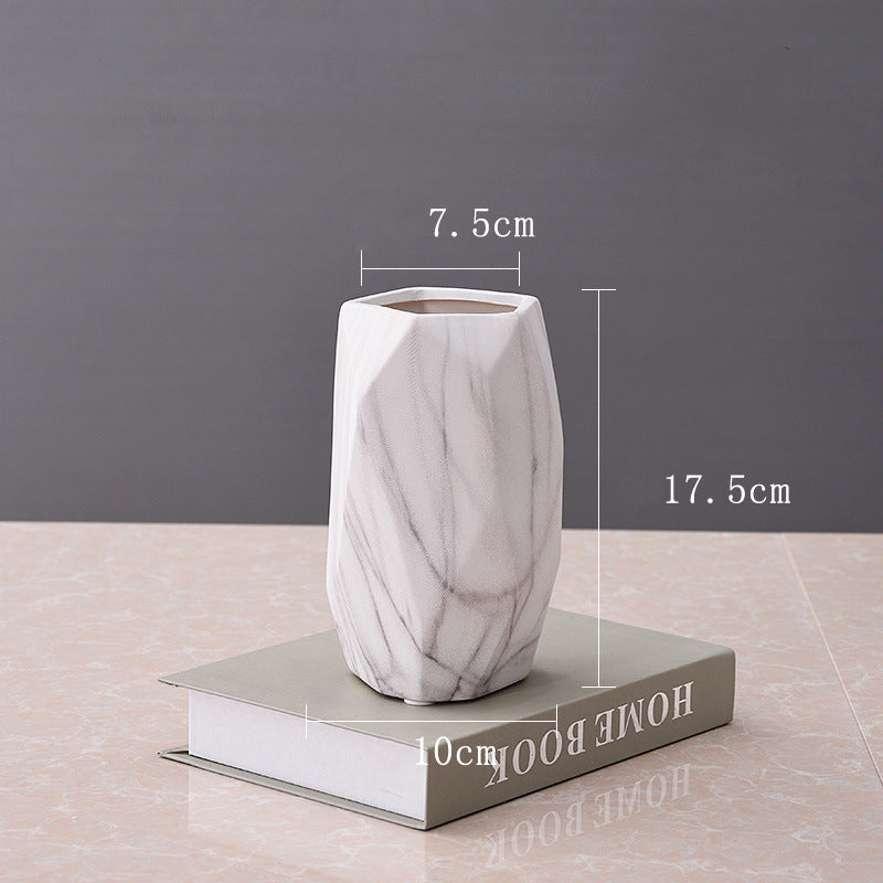 Geometric Stone Pattern Ceramic Flower Vase Decor