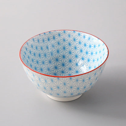 5-Inch Japanese Glazed Ceramic Threaded Rice Bowl
