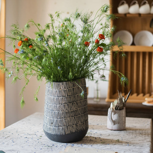 Artistic Geometric Flower Pot Vintage Clay Vase Decor