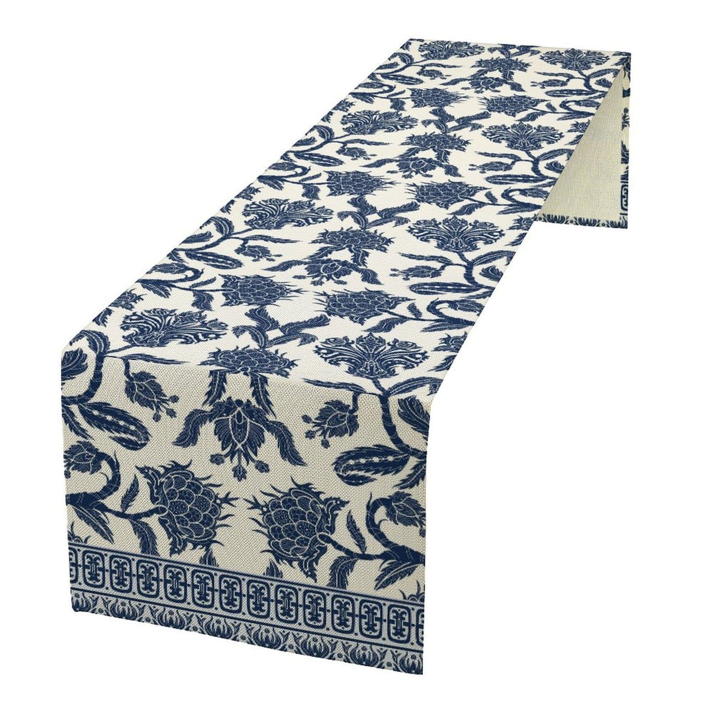 Chinoiserie Table Runner Asian Chinese Blue Ceramic Japanese Branches Flowers Table Runner for Farmhouse Kitchen Dining Table Home Party Decor 13x36inch