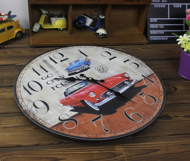 Red Sports Car Wall Clock with Colorful Design