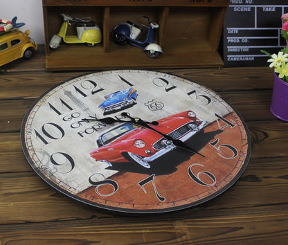 Red Sports Car Wall Clock with Colorful Design