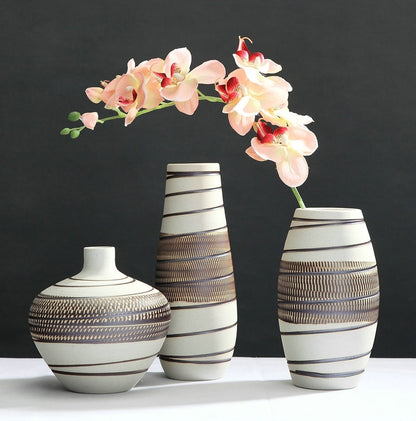 Minimalist Vintage Jingdezhen Ceramic Vase Set (3 pcs)