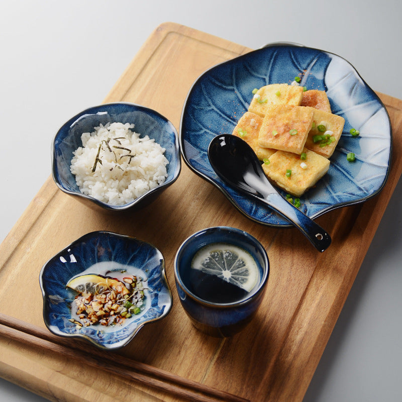 Japanese Ceramic Lotus Dinnerware Set