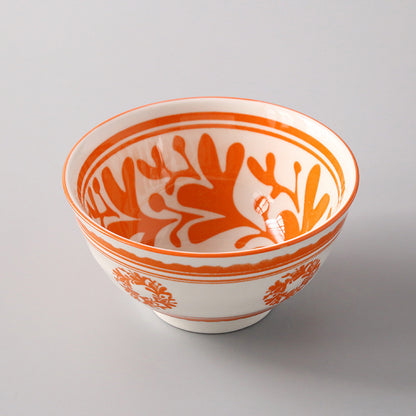 5-Inch Japanese Glazed Ceramic Threaded Rice Bowl