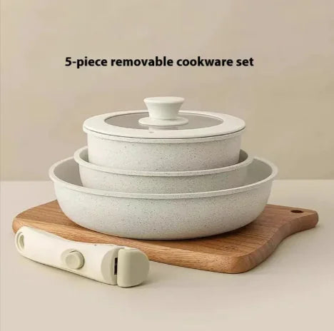 5-piece cookware set with removable handle 