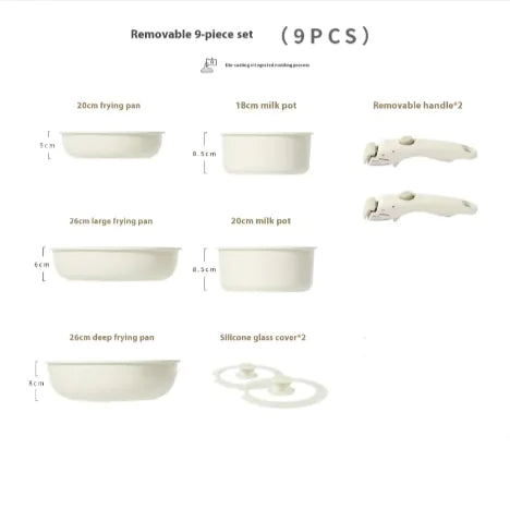 Non-Stick Cookware Sets with Removable Handle