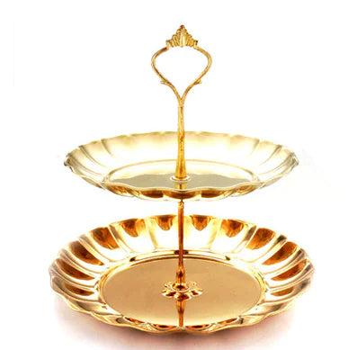 Gold two-tiered serving tray 